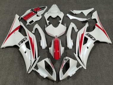 Blanc Perle Rouge Kits Carénages Moto ABS Yamaha YZF R6 2008-2016 Pas Chère