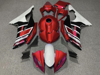 Blanc Rouge Noir Brillant Bande Carénage Moto Yamaha YZF R6 2008-2016 Pas Chère