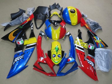 Bleu Jaune Rouge Noir Requin Carénage Moto Yamaha YZF R6 2008-2016 Pas Chère