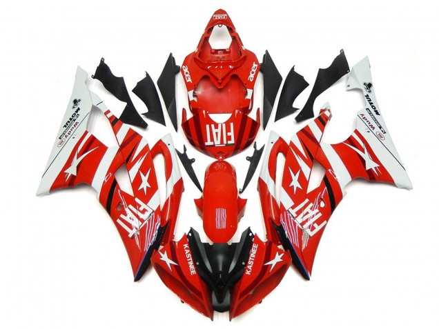 Blanc Rouge Noir Fiat Carénage Moto Yamaha YZF R6 2008-2016