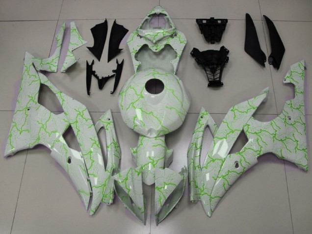 Blanc Vert Lightning Carénage Moto Yamaha YZF R6 2008-2016