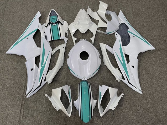 Blanc Perle Turquoise Vert Carénage Moto Yamaha YZF R6 2008-2016