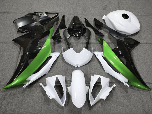 Blanc Vert Noir Brillant Carénage Moto Yamaha YZF R6 2008-2016