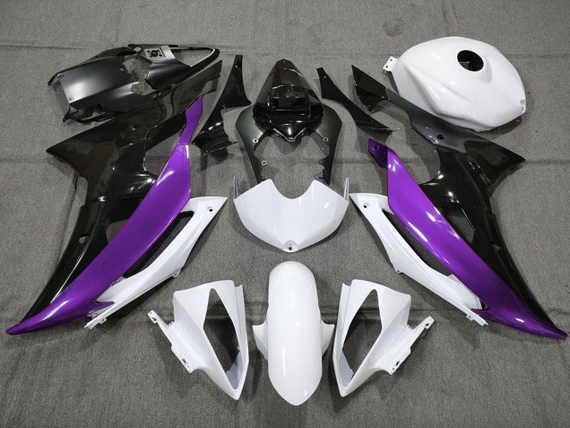 Blanc Violet Noir Brillant Carénage Moto Yamaha YZF R6 2008-2016