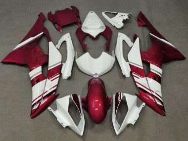 Blanc Bonbon Rouge Carénage Moto Yamaha YZF R6 2008-2016 Pas Chère