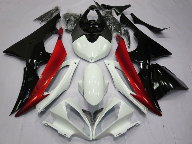 Blanc Rouge Noir Brillant Carénage Moto Yamaha YZF R6 2008-2016