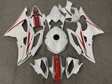 Blanc Perle Rouge Carénages Moto Yamaha YZF R6 2008-2016 Pas Chère