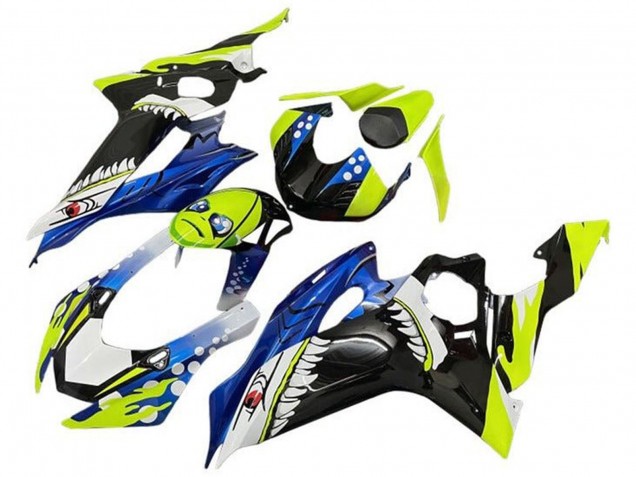 Jaune Néon Bleu Requin Carénage Moto Yamaha YZF R6 2017-2023