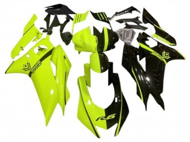 Jaune Néon Noir Brillant Diviser Carénage Moto Yamaha YZF R6 2017-2023 Pas Chère