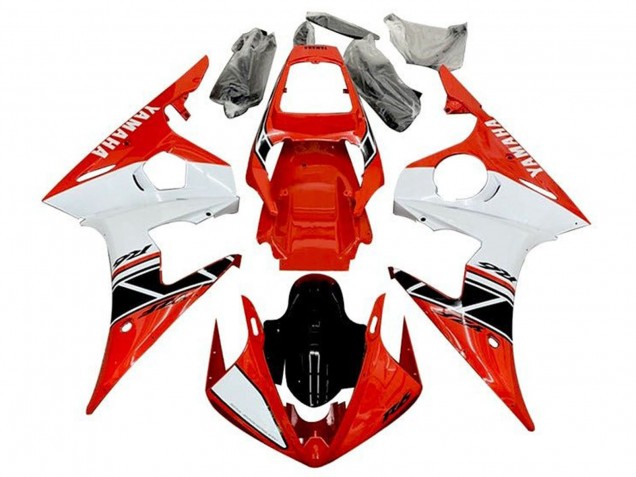 Rouge Blanc Noir Brillant Bande Carénage Moto Yamaha YZF R6 2003-2004
