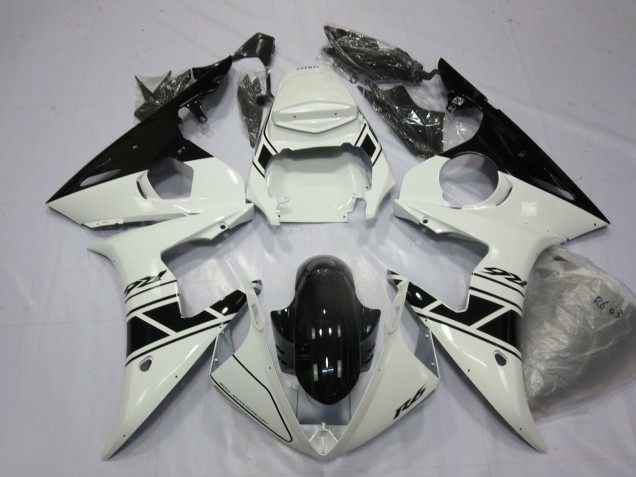 Blanc Noir Brillant Carénage Moto Yamaha YZF R6 2003-2004