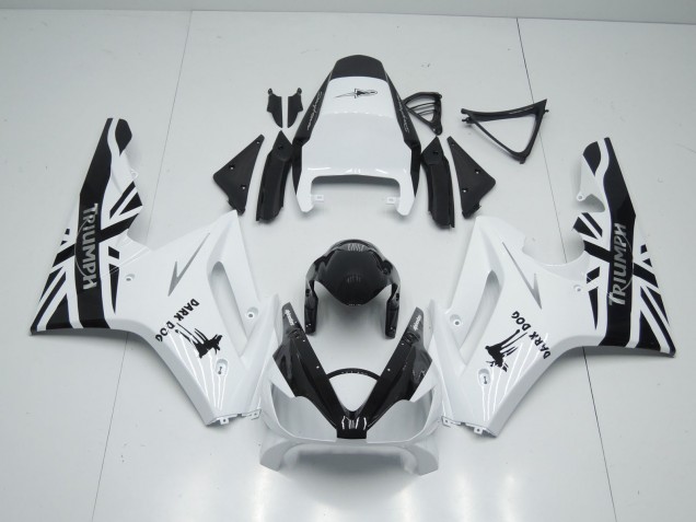 Blanc Noir Brillant Dark Dog Carénage Moto Triumph Daytona 675 Triple 2006-2008