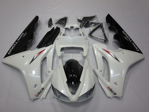 Blanc Noir Brillant Carénages Moto Triumph Daytona 675 Triple 2009-2012