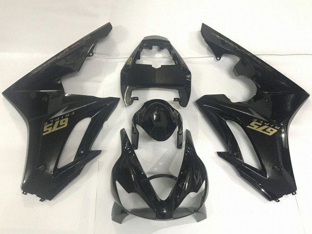 Noir Brillant Or Décalque Carénage Moto Triumph Daytona 675 Triple 2009-2012