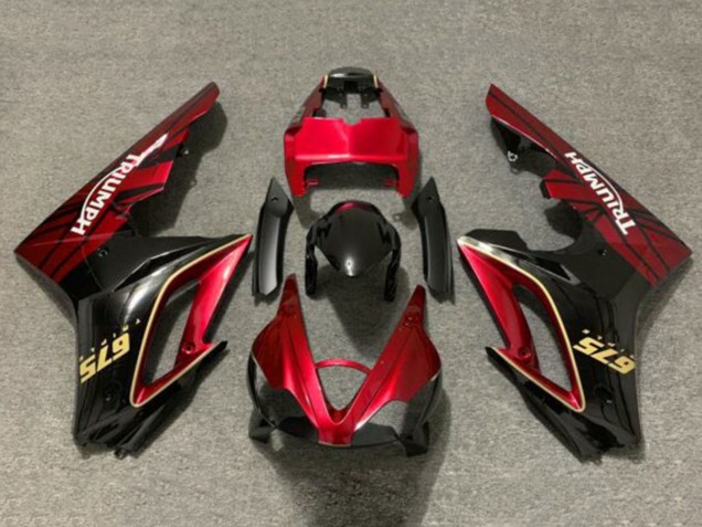 Rouge Or Noir Brillant Carénage Moto Triumph Daytona 675 Triple 2009-2012