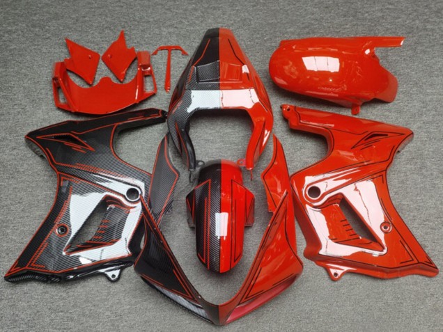 Rouge Brillant Fibre de Carbone Carénage Moto Suzuki SV650 2003-2013
