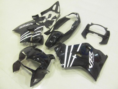 Noir Brillant Blanc Bande Carénage Moto Honda VFR 800 1998-2001 Pas Chère