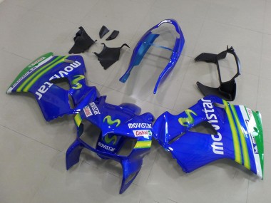 Bleu Vert Blanc MoviStar Carénage Moto Honda VFR 800 1998-2001 Pas Chère
