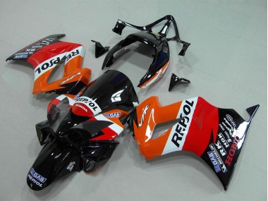 Orange Blanc Rouge Noir Brillant Repsol Carénages Moto Honda VFR 800 2002-2013 Pas Chère