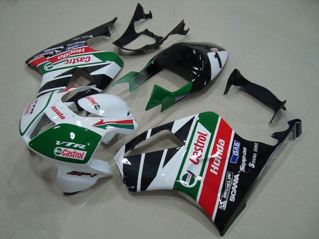 Blanc Rouge Vert Noir Brillant Castrol Kits Carénages Moto ABS Honda VTR1000 2000-2006