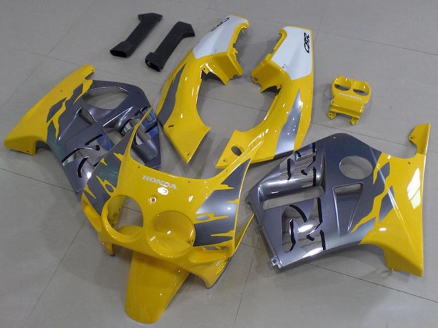 Blanc Jaune Argent Carénage Moto Honda CBR250RR MC19 1988-1989