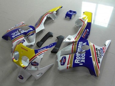 Blanc Jaune Bleu Rothmans Carénage Moto Honda CBR250RR MC19 1988-1989 Pas Chère