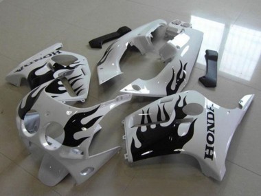 Blanc Noir Brillant Flamme Carénage Moto Honda CBR250RR MC19 1988-1989 Pas Chère
