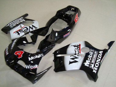 Noir Brillant Blanc West Mobil HRC 4 Carénage Moto Honda CBR250RR MC19 1988-1989 Pas Chère
