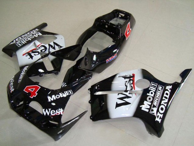 Noir Brillant Blanc West Mobil HRC 4 Carénage Moto Honda CBR250RR MC19 1988-1989