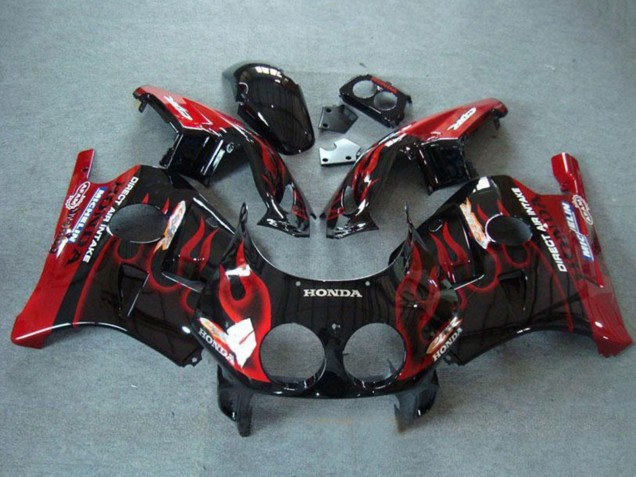 Noir Brillant Rouge Flamme Carénage Moto Honda CBR250RR MC22 1990-1998