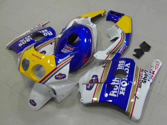 Blanc Bleu Jaune Rothmans Carénage Moto Honda CBR250RR MC22 1990-1998