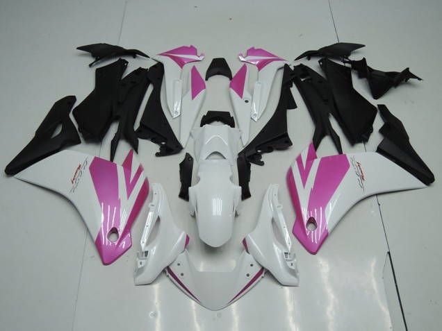 Blanc Rose Noir Mat Carénage Moto Honda CBR250RR 2011-2015