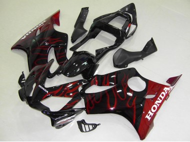 Noir Brillant Rouge Flamme Carénage Moto Honda CBR600 F4i 2001-2003 Pas Chère
