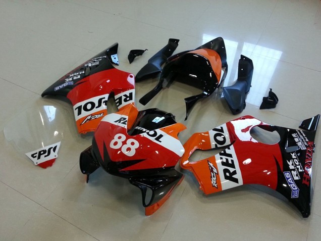 Orange Blanc Rouge Noir Brillant Courses Repsol 88 Carénage Moto Honda CBR600 F4i 2001-2003