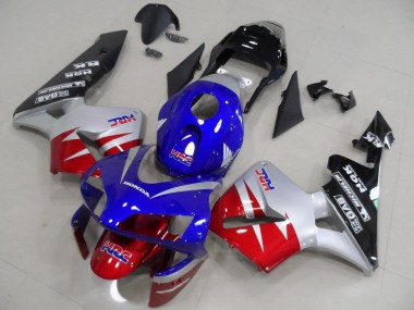 Argent Rouge Bleu Noir Brillant HRC Carénage Moto Honda CBR600RR 2003-2004 Pas Chère