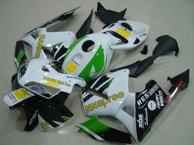 Blanc Vert Jaune Noir Brillant Hannspree Carénage Moto Honda CBR600RR 2005-2006 Pas Chère
