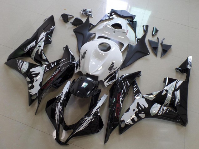 Blanc Noir Brillant Leyla Carénage Moto Honda CBR600RR 2007-2008
