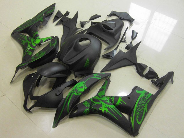 Vert Noir Mat Crâne Carénage Moto Honda CBR600RR 2007-2008