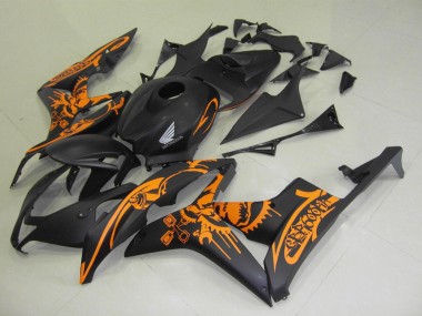 Noir Mat Orange Crâne Carénage Moto Honda CBR600RR 2007-2008 Pas Chère