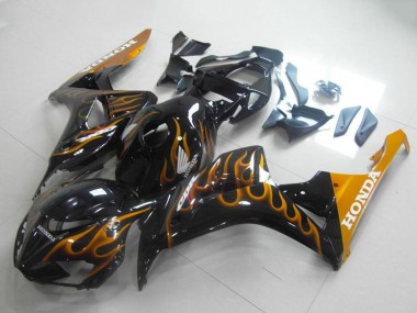 Noir Brillant Or Flamme Carénage Moto Honda CBR1000RR 2006-2007 Pas Chère