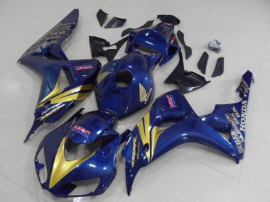 Bleu Foncé Or Bande Carénage Moto Honda CBR1000RR 2006-2007 Pas Chère