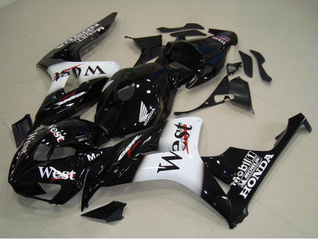 Noir Brillant Blanc West Carénage Moto Honda CBR1000RR 2006-2007