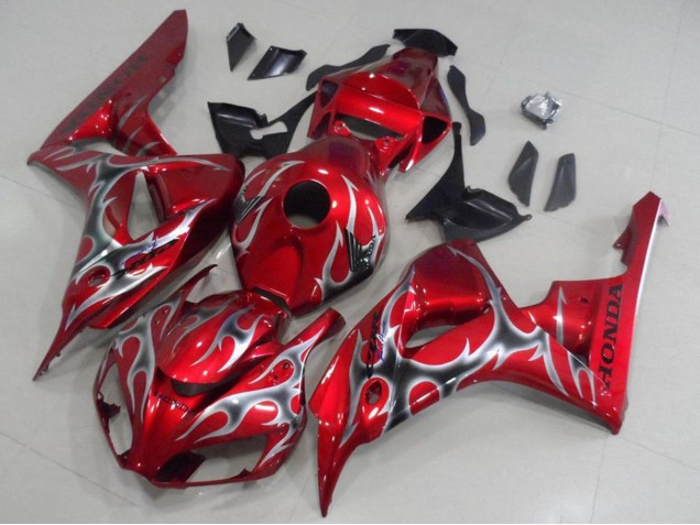 Rouge Noir Argent Flamme Carénage Moto Honda CBR1000RR 2006-2007