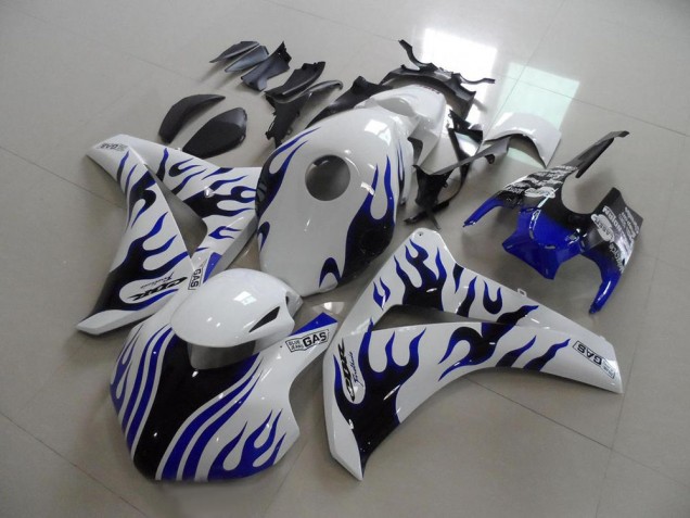 Blanc Bleu Flamme Courses Carénage Moto Honda CBR1000RR 2008-2011