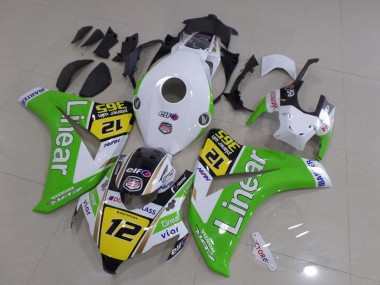 Blanc Vert Jaune Noir Brillant Doublerar 12 Carénage Moto Honda CBR1000RR 2008-2011 Pas Chère