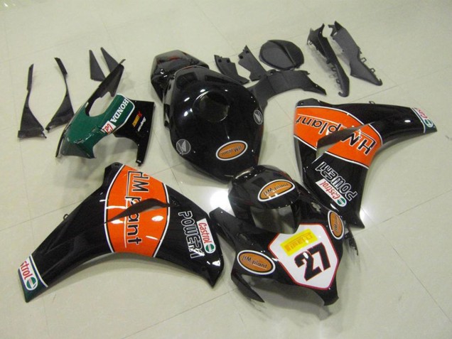 Noir Brillant Orange HM Plant 27 Carénage Moto Honda CBR1000RR 2008-2011