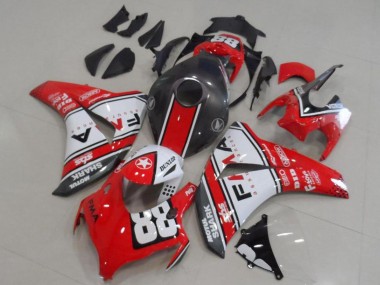 Blanc Rouge Noir Mat Dunlop Fiamm 88 Carénage Moto Honda CBR1000RR 2008-2011 Pas Chère