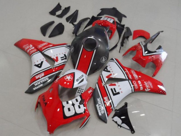 Blanc Rouge Noir Mat Dunlop Fiamm 88 Carénage Moto Honda CBR1000RR 2008-2011
