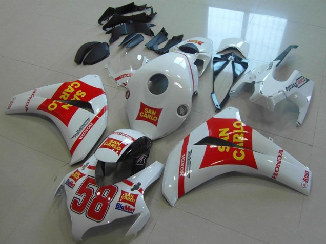 Blanc Rouge Jaune San Carlo 58 Carénage Moto Honda CBR1000RR 2008-2011