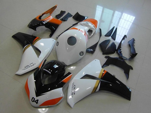 Blanc Orange Noir Brillant Courses Carénage Moto Honda CBR1000RR 2008-2011